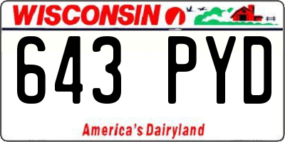 WI license plate 643PYD