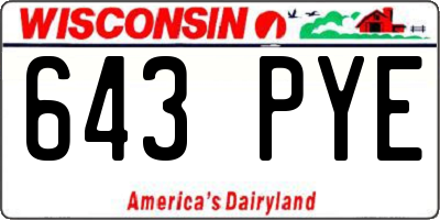 WI license plate 643PYE