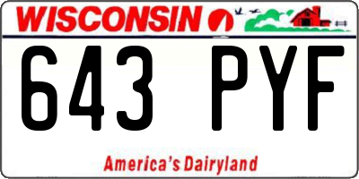 WI license plate 643PYF