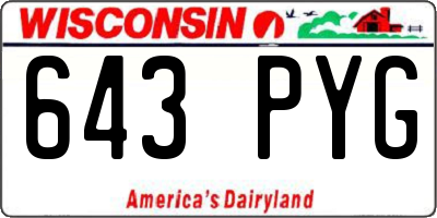 WI license plate 643PYG