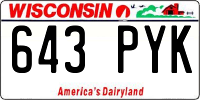 WI license plate 643PYK