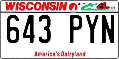 WI license plate 643PYN