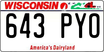 WI license plate 643PYO