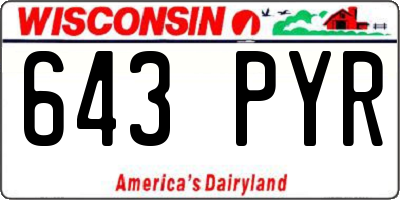 WI license plate 643PYR