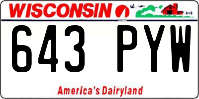 WI license plate 643PYW