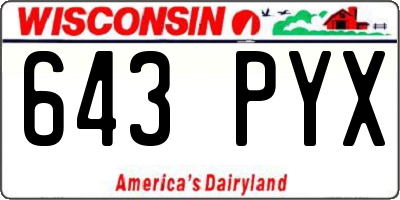 WI license plate 643PYX