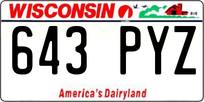 WI license plate 643PYZ