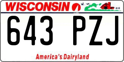 WI license plate 643PZJ