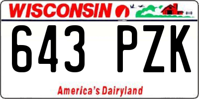 WI license plate 643PZK