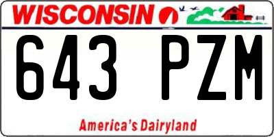 WI license plate 643PZM