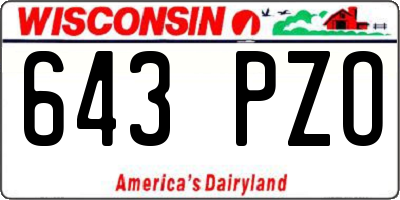 WI license plate 643PZO