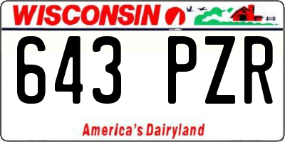 WI license plate 643PZR