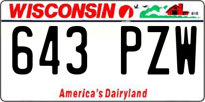 WI license plate 643PZW
