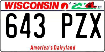 WI license plate 643PZX