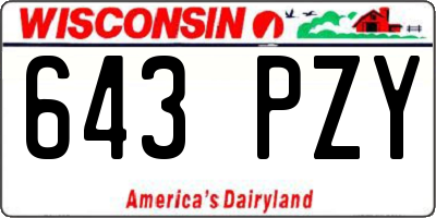 WI license plate 643PZY