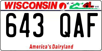 WI license plate 643QAF