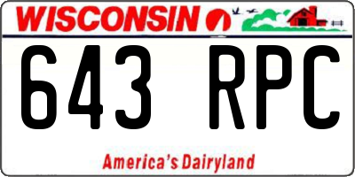 WI license plate 643RPC