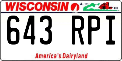 WI license plate 643RPI