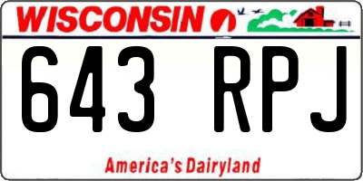 WI license plate 643RPJ