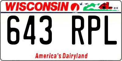WI license plate 643RPL