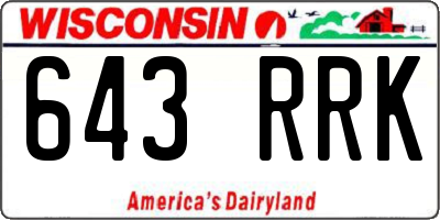 WI license plate 643RRK