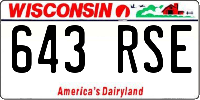 WI license plate 643RSE