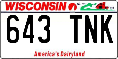 WI license plate 643TNK