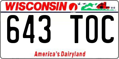 WI license plate 643TOC