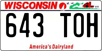 WI license plate 643TOH