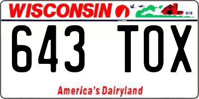 WI license plate 643TOX