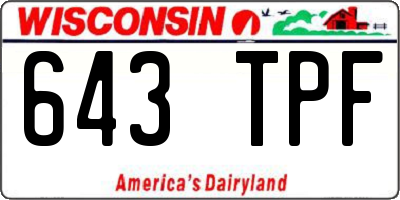 WI license plate 643TPF