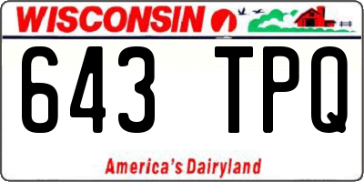 WI license plate 643TPQ