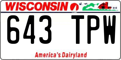 WI license plate 643TPW