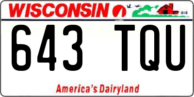 WI license plate 643TQU