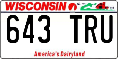 WI license plate 643TRU