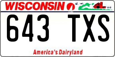 WI license plate 643TXS