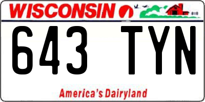 WI license plate 643TYN