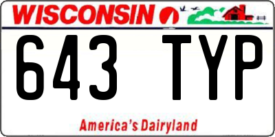WI license plate 643TYP