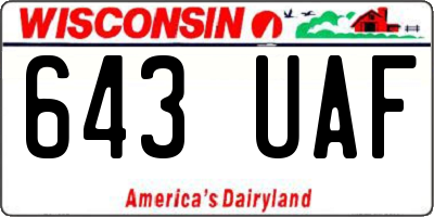 WI license plate 643UAF