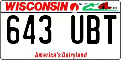 WI license plate 643UBT