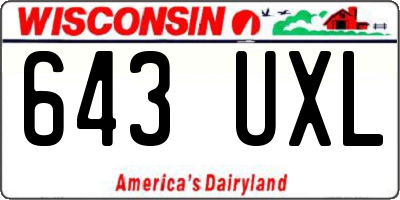 WI license plate 643UXL