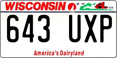 WI license plate 643UXP