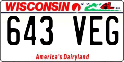 WI license plate 643VEG