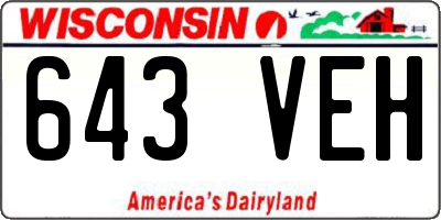 WI license plate 643VEH