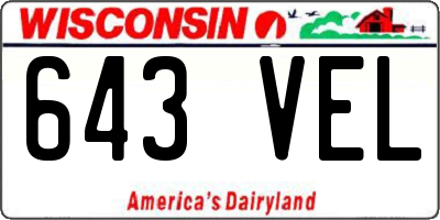 WI license plate 643VEL