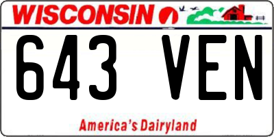 WI license plate 643VEN
