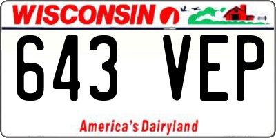 WI license plate 643VEP