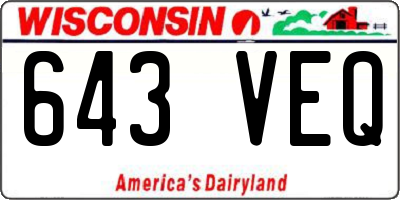 WI license plate 643VEQ