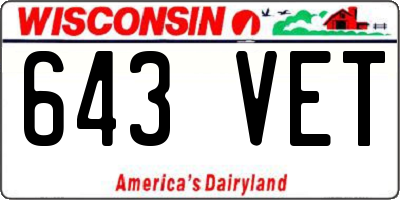 WI license plate 643VET
