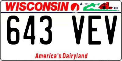 WI license plate 643VEV